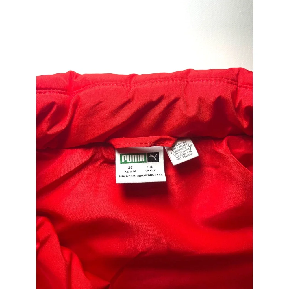 Puma Kids Puffer Vest Red Black Colorblock Insulated Zip Up XS 5/6 P8F22-04364